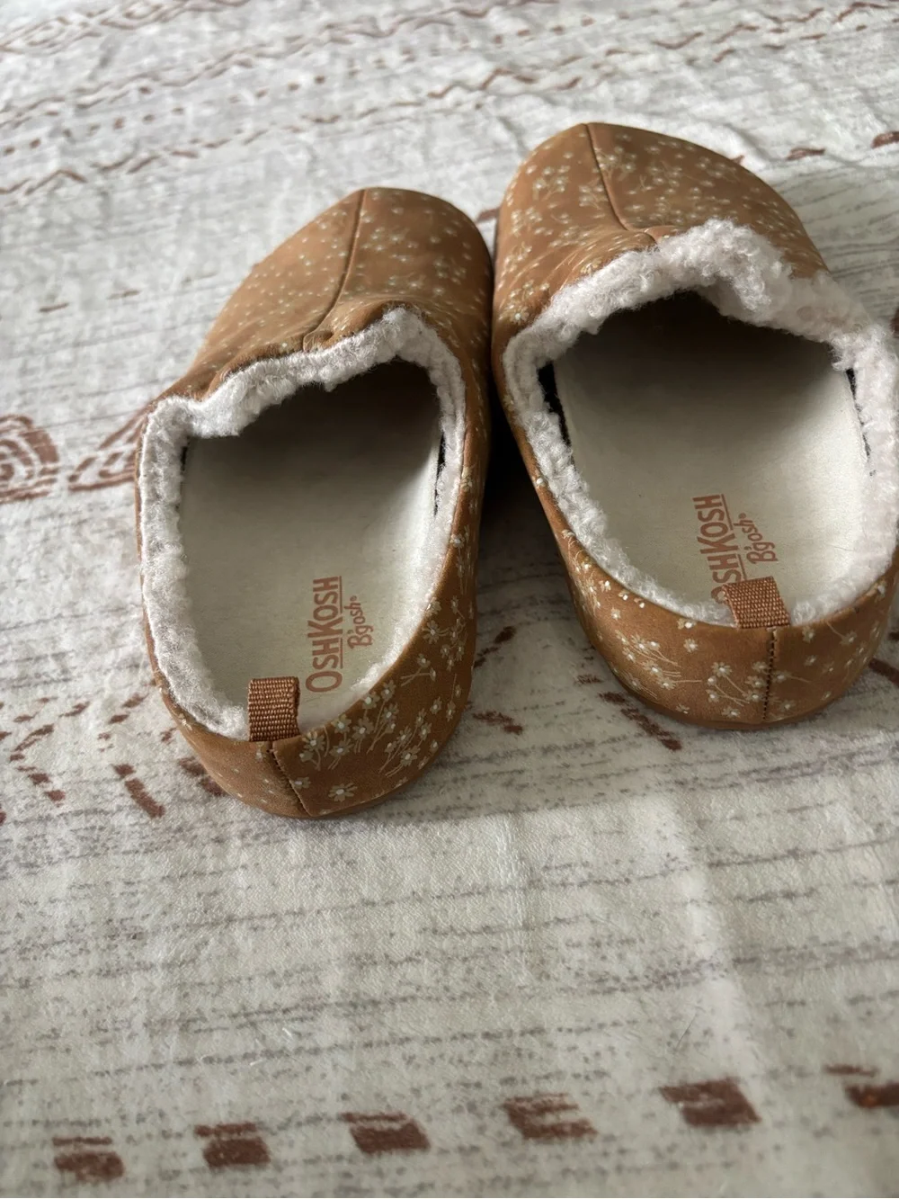 OshKosh B'gosh Cozy Floral Slip-On Slippers - Rust